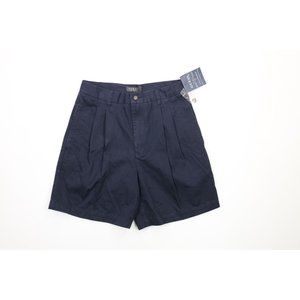 NOS Vintage 90s Guess Mens 30 Spell Out Above Knee Pleated Chino Shorts Navy